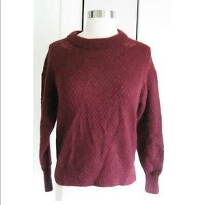 everlane diamond stitch alpaca crew in oxblood